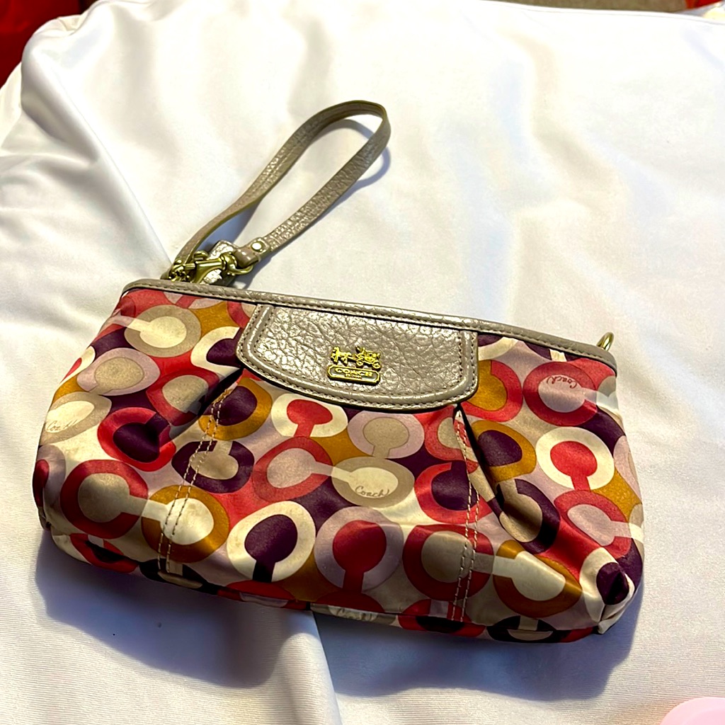 Monogrammed Multi Colored Coach Wallet Wristlet Used A Few Times